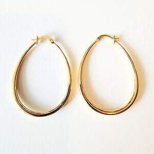 Large Oval Drop Hoop Earrings